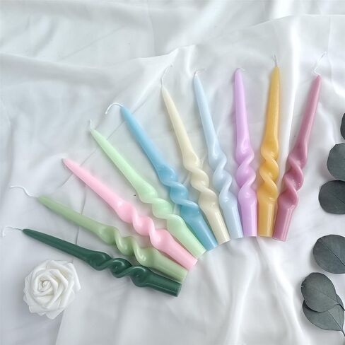 Colorful Candlestick Spiral Taper Candle, Gedengni 7.2inches Handcrafted Twisted Candlesticks Short Taper Candles Unscented Candle Sticks for Wedding Home Dinner Women Gifts,2S-Yellow Orange in Saudi Arabia