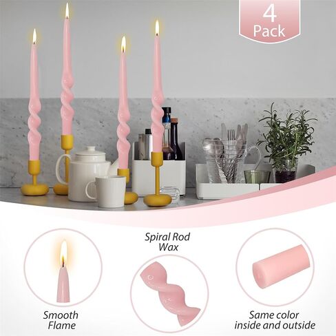 Colorful Candlestick Spiral Taper Candle, Gedengni 7.2inches Handcrafted Twisted Candlesticks Short Taper Candles Unscented Candle Sticks for Wedding Home Dinner Women Gifts,2S-Yellow Orange in Saudi Arabia