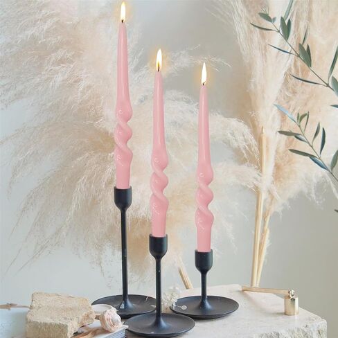Colorful Candlestick Spiral Taper Candle, Gedengni 7.2inches Handcrafted Twisted Candlesticks Short Taper Candles Unscented Candle Sticks for Wedding Home Dinner Women Gifts,2S-Yellow Orange in Saudi Arabia