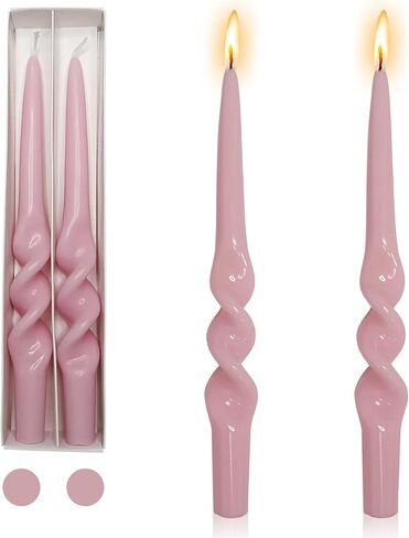 Colorful Candlestick Spiral Taper Candle, Gedengni 7.2inches Handcrafted Twisted Candlesticks Short Taper Candles Unscented Candle Sticks for Wedding Home Dinner Women Gifts,2S-Yellow Orange in Saudi Arabia