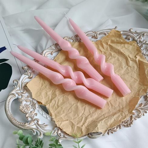 Colorful Candlestick Spiral Taper Candle, Gedengni 7.2inches Handcrafted Twisted Candlesticks Short Taper Candles Unscented Candle Sticks for Wedding Home Dinner Women Gifts,2S-Yellow Orange in Saudi Arabia