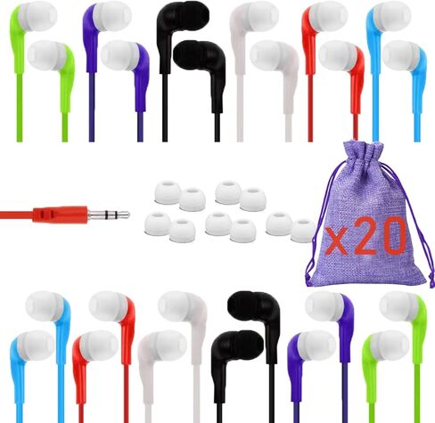 4 Pack Earbuds Headphones Ear Earphones Multicolor Buds Wired Kids Phone Classroom School Plug Set audifonos Player Headset Computer Small Bud Jack Class Tablet Laptop Travel Airplane Plane Flight in Kuwait