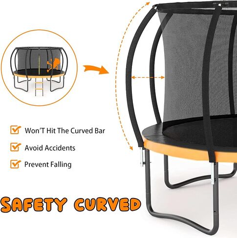 Trampoline 12FT 14FT 15FT 16FT Trampoline for Kids/Adults - Outdoor Recreational Trampolines with Enclosure Net Curved Poles and Ladder, Heavy Duty Trampoline Anti-Rust Coating, ASTM Approval in Saudi Arabia