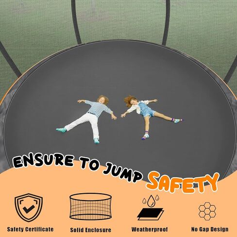 Trampoline 12FT 14FT 15FT 16FT Trampoline for Kids/Adults - Outdoor Recreational Trampolines with Enclosure Net Curved Poles and Ladder, Heavy Duty Trampoline Anti-Rust Coating, ASTM Approval in Saudi Arabia