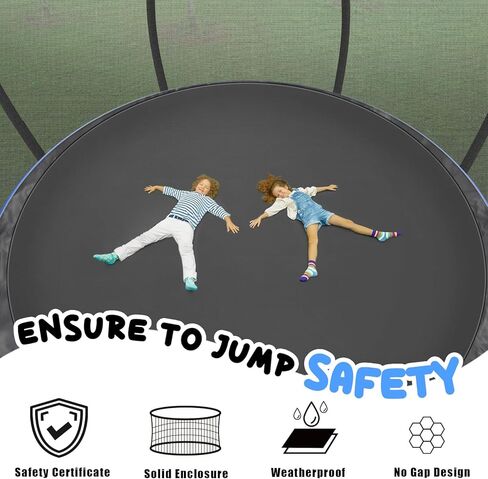 Trampoline 12FT 14FT 15FT 16FT Trampoline for Kids/Adults - Outdoor Recreational Trampolines with Enclosure Net Curved Poles and Ladder, Heavy Duty Trampoline Anti-Rust Coating, ASTM Approval in Saudi Arabia