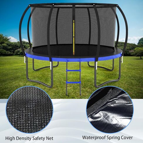 Trampoline 12FT 14FT 15FT 16FT Trampoline for Kids/Adults - Outdoor Recreational Trampolines with Enclosure Net Curved Poles and Ladder, Heavy Duty Trampoline Anti-Rust Coating, ASTM Approval in Saudi Arabia
