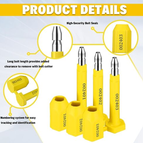 120 Pcs Bolt Seal Shipping Seal with Print Progressive Numbering Disposable Truck Seals Container Seals for Trucks, Trailers, Cargo Containers, Yellow in Saudi Arabia