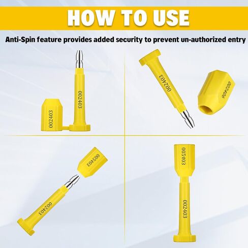 120 Pcs Bolt Seal Shipping Seal with Print Progressive Numbering Disposable Truck Seals Container Seals for Trucks, Trailers, Cargo Containers, Yellow in Saudi Arabia