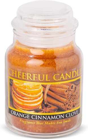 A Cheerful Giver - Orange Cinnamon Clove Scented Glass Jar Candle (24 oz) with Lid & True to Life Fragrance Made in USA in Saudi Arabia