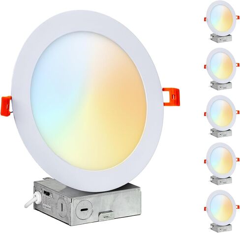 6-Pack 6-Inch 2700K-6000K Color Selectable, Oil Rubbed Bronze Trim, Ultra-Thin LED Recessed Ceiling Downlight with J-Box, Dimmable Can-Killer Downlight, 12Watt (Dark Brown) in Saudi Arabia