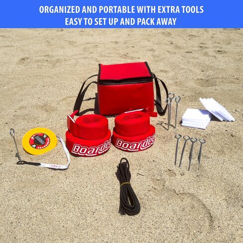 Beach Volleyball Court Lines by Boardee, Adjustable & Portable for Sand & Grass - Free Bag and Tape Measure 2 in x (26.3'x52.6') Hook & Loop Lines Durable Official Weather Resistant in Saudi Arabia