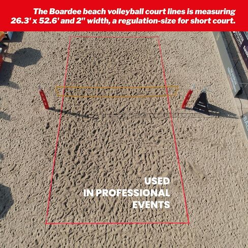 Beach Volleyball Court Lines by Boardee, Adjustable & Portable for Sand & Grass - Free Bag and Tape Measure 2 in x (26.3'x52.6') Hook & Loop Lines Durable Official Weather Resistant in Saudi Arabia