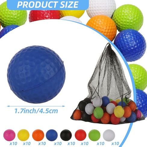 80 Pcs Foam Golf Practice Balls Realistic Feel Flight Training Balls Soft Foam Golf Balls for Indoor or Outdoor Backyard Training (Yellow, Orange, Red, Rose, Green, Blue, White, Black) in Saudi Arabia