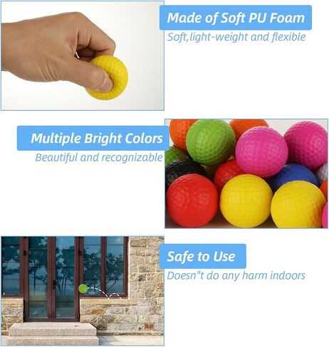 80 Pcs Foam Golf Practice Balls Realistic Feel Flight Training Balls Soft Foam Golf Balls for Indoor or Outdoor Backyard Training (Yellow, Orange, Red, Rose, Green, Blue, White, Black) in Saudi Arabia