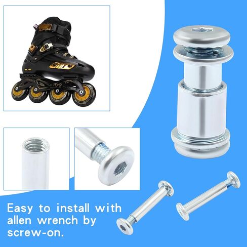Luomorgo 36 قطعة/1 مجموعة برغي فاصل محور عجلة التزلج المضمنة، 6 مم/15/64 بوصة OD محاور مقبس سداسي للتزلج الأسطواني مع مفتاح ربط M4 Allen in Kuwait