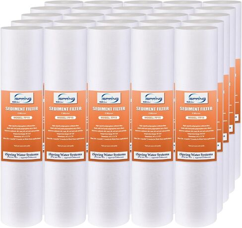 iSpring FP110X25 10" x 2.5" Universal Multi-layer Sediment Water Filter Replacement Cartridges 10 Micron, 25 Pack, White in Saudi Arabia