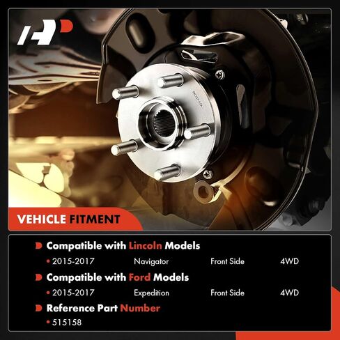 A-Premium Front Wheel Bearing and Hub Assembly with ABS & 6-Lug Compatible with Ford Expedition 2015-2017 & Lincoln Navigator 2015-2017, 4WD Only in Saudi Arabia