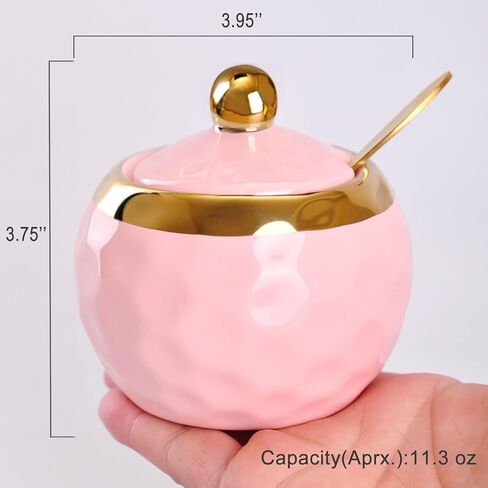 WHJY Ceramic Sugar Bowl with Lid and Spoon, Simple White Clear Porcelain Salt Bowl Salt Container, Modern Spice Box Seasoning Jar for Home and Kitchen Coffee Bar - White in Kuwait