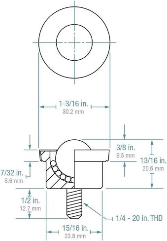 SMBT-5/8 كرة نقل آلية مثبتة على مسمار، فولاذ كربوني، قطر 5/8 بوصة، سعة تحميل 33 رطلاً (علبة مكونة من 25) in Kuwait