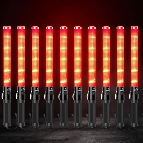 8 Pack 16 Inch Signal Traffic Wand, Red LED Traffic Control Wand with 3 Flashing Modes, Traffic Safety Baton with Wrist Strap for Car Directing, Parking Guides in Saudi Arabia