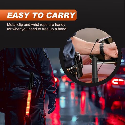 8 Pack 16 Inch Signal Traffic Wand, Red LED Traffic Control Wand with 3 Flashing Modes, Traffic Safety Baton with Wrist Strap for Car Directing, Parking Guides in Saudi Arabia