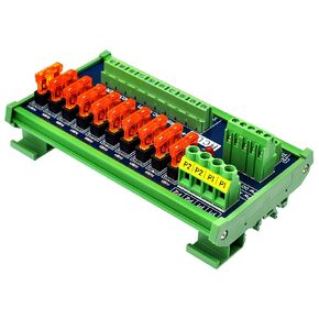 DIN Rail Mount 10 Position Power Distribution Fuse Module, for 5 to 32V