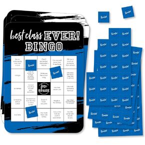 Big Dot of Happiness Reunited Blue - Find The Classmate Bingo Cards and Markers - Royal Blue School Class Reunion Party Bingo Game - Set of 18