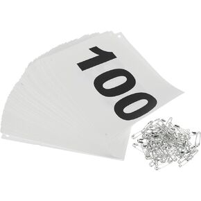 PATIKIL Tearproof Running Bib Numbers 7x6 Inch, 1-100 Waterproof Race Competitor Numbers with Safety Pin for Marathon Sports Game Competition Runner, White
