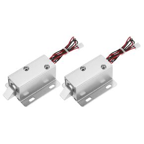uxcell DC 12V 1.1A Electromagnetic Solenoid Lock Mini Door Drawer 2.1x1.6x1.1Inch Tongue Down Design Magnetic Lock Function for Cabinet Drawer Safety Lock 2 Pcs