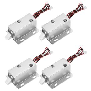 uxcell DC 12V 0.3A Electromagnetic Solenoid Lock Mini Door Drawer 2.1x1.6x1.1Inch Tongue Down Design Magnetic Lock Function for Cabinet Drawer Safety Lock 4 Pcs