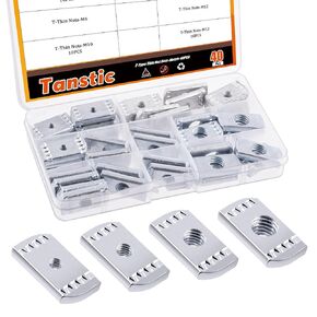 Tanstic 40Pcs M6 M8 M10 M12 Strut Channel Nuts without Spring Nuts No Spring Nuts with Zinc Plated for Channel Struts