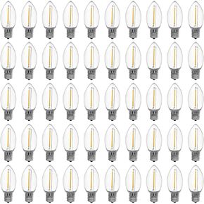 Meconard C9 أدى استبدال لمبة ضوء عيد الميلاد، 25 حزمة C9 لمبات LED شاتيربروف لأضواء سلسلة عيد الميلاد في الهواء الطلق، E17 قاعدة متوسطة، لمبات عطلة الصف التجاري، أبيض دافئ in Kuwait