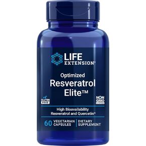 Life Extension Optimized Resveratrol Elite, 60 Vegetarian Capsules, with Bio-Quercetin phytosome | Non GMO, Gluten Free