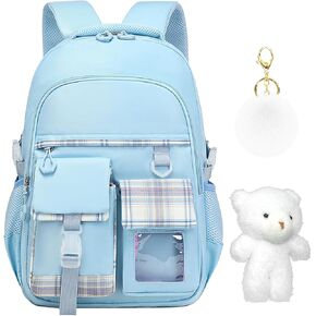 Cute Pink School Backpacks, Kawaii Kids Backpack for Girls, Fashion Multiple Pockets Bookbag for Primary Elementary High School for Teen Girls