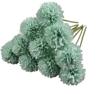 10 PCS Artificial Flowers Chrysanthemum Ball Bouquet, Silk Floral Fake Long Stem Hydrangea Bouquet Suitable f or Home Garden Party Office Coffee House Decoration Wedding (Purple)