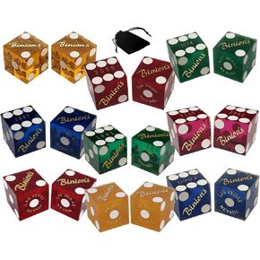 Cyber-Deals Binion's Gambling Hall Fremont St Downtown Las Vegas Casino Craps Dice مع حقيبة تخزين (4 أزواج (8 نرد)، 4 ألوان)، 19 مم