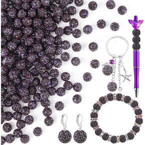 CZWZ 120PCS Rhinestone Beads 10mm Shamballa Disco Large Diomand Beads Sparkly Glitter Blue Crystal Beads Baseball Necklace Beads for Pens Maklng Bulk Jewelry Bracelet Making DIY Decoration-Aquamarine