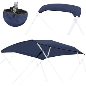 3 Bow Bimini Top Replacement Canvas with Light Hole and Storage Boot, 900D Heavy Duty Waterproof Bimini Top Canvas Only Without Frame, 6'L 79"-84" W Blue