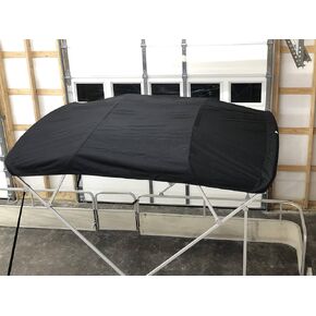 Replacement Bimini Top Canvas with Boot, Black 9' Long x 8.5' Wide, 16oz, 4 Bow, fits 97-103" Wide, Zippered Sleeves