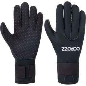 COPOZZ 3mm Neoprene Gloves for Diving and Water Sports, Adjustable Wrist Closure, Thermal Insulation, Anti-Slip Silicone Particles, Perfect Scuba Gloves for Kayaking, Snorkeling, and Winter Sports