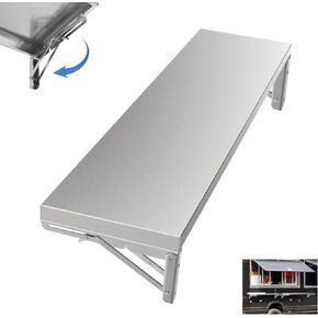 Concession Shelf 48" L x 12" W, Foldable Concession Shelf, Folding Concession Shelf for Food Truck, Stainless Steel Drop Down Folding Serving Food Shelf Stand Serving for Concession Windows
