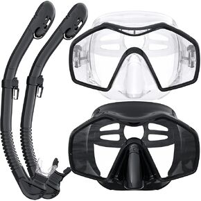 Snorkeling Gear for Adults, Dry Top Snorkel Mask Adult 2 Packs, Snorkel Set with 180°Panoramic Wide View, Anti-Fog Scuba Diving Mask for Snorkeling Swimming Travel