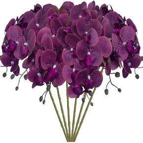 FagusHome 6 Pcs Artificial Phalaenopsis Flowers 32 Inch Artificial Orchid Flowers Stem Plants Fake Flowers for Home Décor (Yellow)