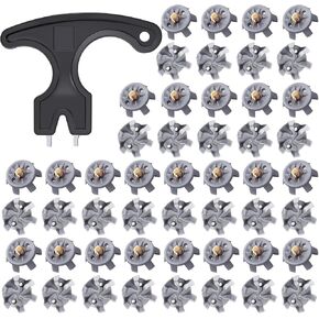 51Pcs Golf Spikes Set 50 Golf Shoe Spikes Replacements with 1 Black Golf Cleats Spanner Metal Thread Screw 6 mm Dia Golf Shoe Cleats Replacement Suitable for Use on Lawns or Golf Courses