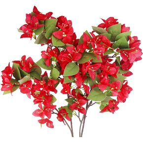 2 Pcs Artificial Flowers Bougainvillea Outdoor Faux Bougainvillea Flowers with Stems Artificial Bougainvillea Silk Flowers Branches for Garden Wedding Centerpieces Table Runner Decor