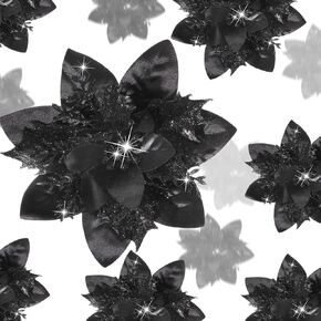 36 Pcs Christmas Glitter Artificial Poinsettia Flowers Xmas Poinsettia Artificial Wedding Flowers Decorations Xmas Tree Ornaments with Clips for Party, 6 Inch, 4 Inch, 3 Inch(Rose Gold)