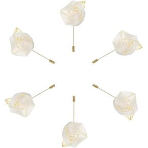 MECCANIXITY Groom Boutonnieres, Rose Boutonnieres Pins for Men Wedding Ceremony Anniversary Formal Dinner Party
