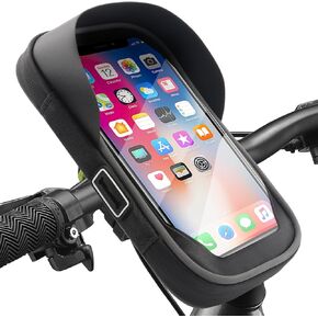 Bike Phone Handlebar Bag Holder Bike Phone Holder Waterproof Bike Bag with Sun-Visor Rain Cover, TPU Touch Screen, Handlebar Mount Bicycle Phone Front Frame Bag Bike Phone Mount for Bike