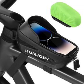 Waterproof Bike Phone Holder Bag, Bike Handlebar Bag with TPU Touch-Screen & Sun-Visor, Bike Frame Bag Compatible Phone Under 6.5", Bike Accessories with Rain Cover