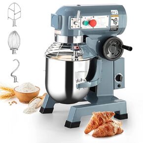 Commercial Food Mixer, Towallmark Commercial Mixer 10QT with 3 Speeds 130/233/415RPM, 450W Heavy Duty Electric Food Mixer Commercial with Stainless Steel Bowl Stand for Bakery Pizzeria Restaurant